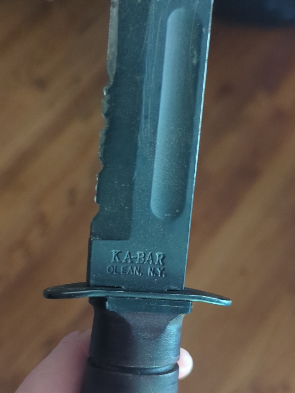 Black Tactical Combat Knife with Brown Leather Sheath - Picture 3 of 4